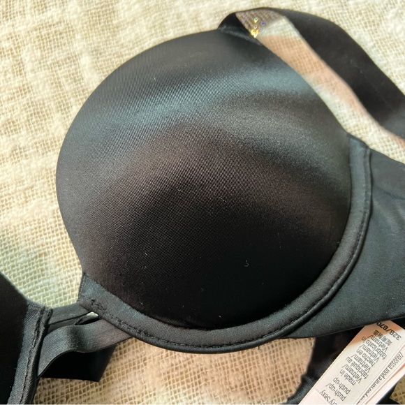 Victoria's Secret Black Very Sexy Push Up Bra Size 32B Rhinestone Bling Strap - Picture 6 of 6